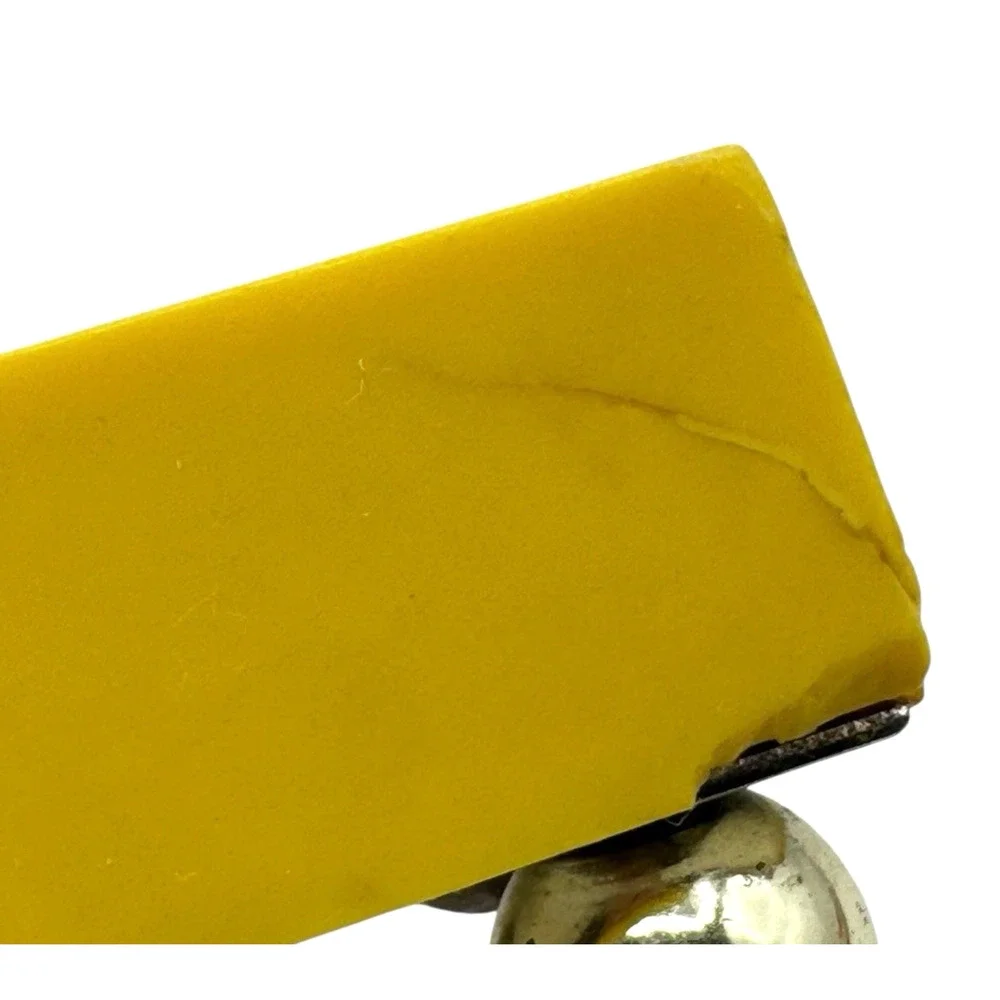 Vintage Yellow Vanity Mirror 1970s Celluloid Footed Brass 11